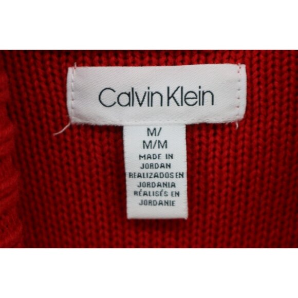 Calvin Klein Cowl Neck Red Cable Knit Sweater-Medium-Chunky-Cozy-Soft - Picture 5 of 10